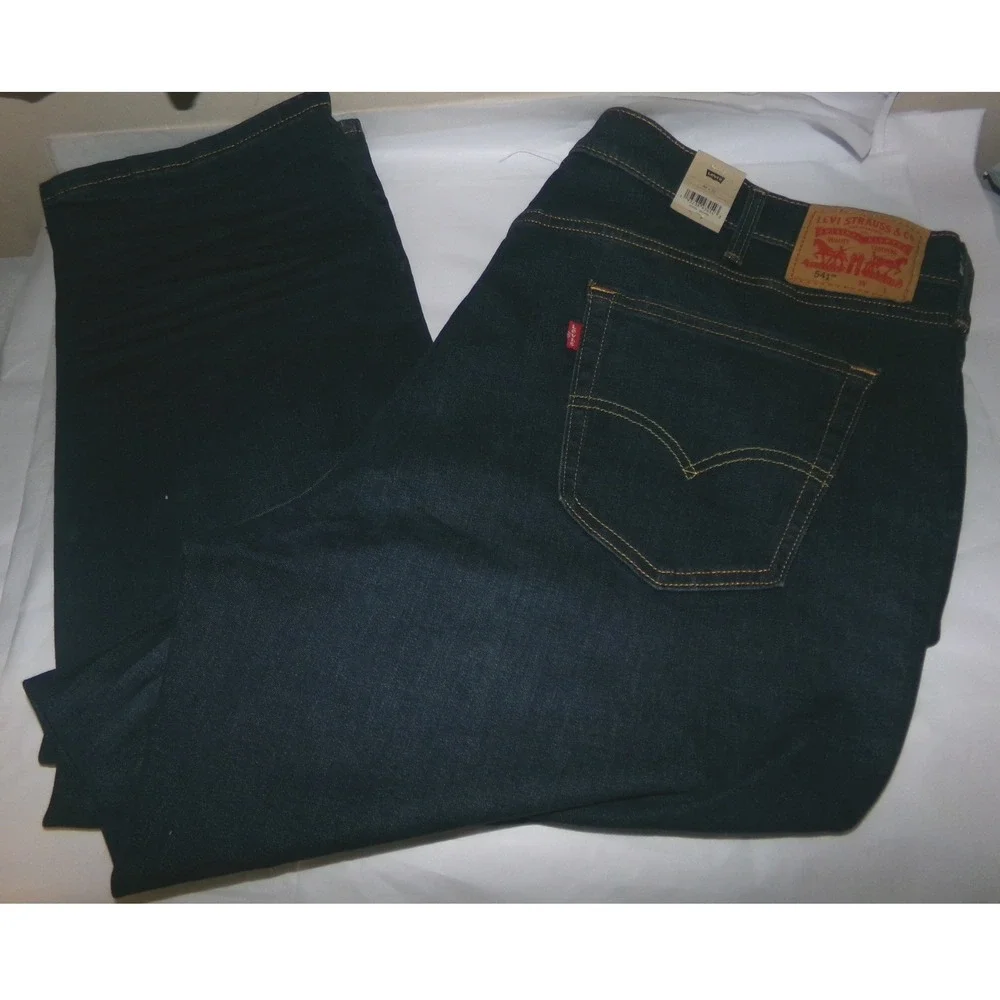 Levis 541 Athletic Taper Stretch Jeans Mens 46 x 32 Dark Wash Indigo Denim NWT